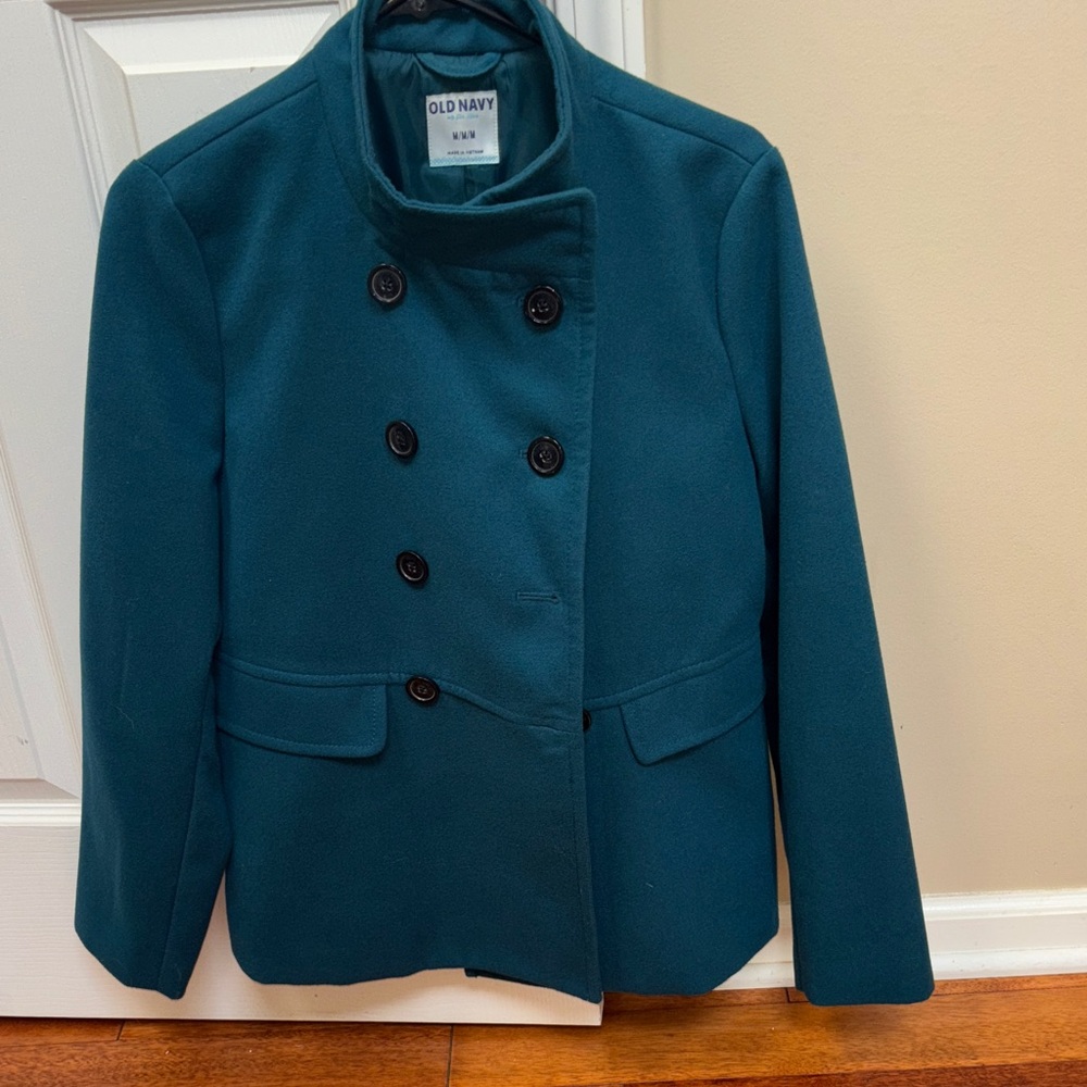 Old Navy Women's Dark Teal Pea Coat